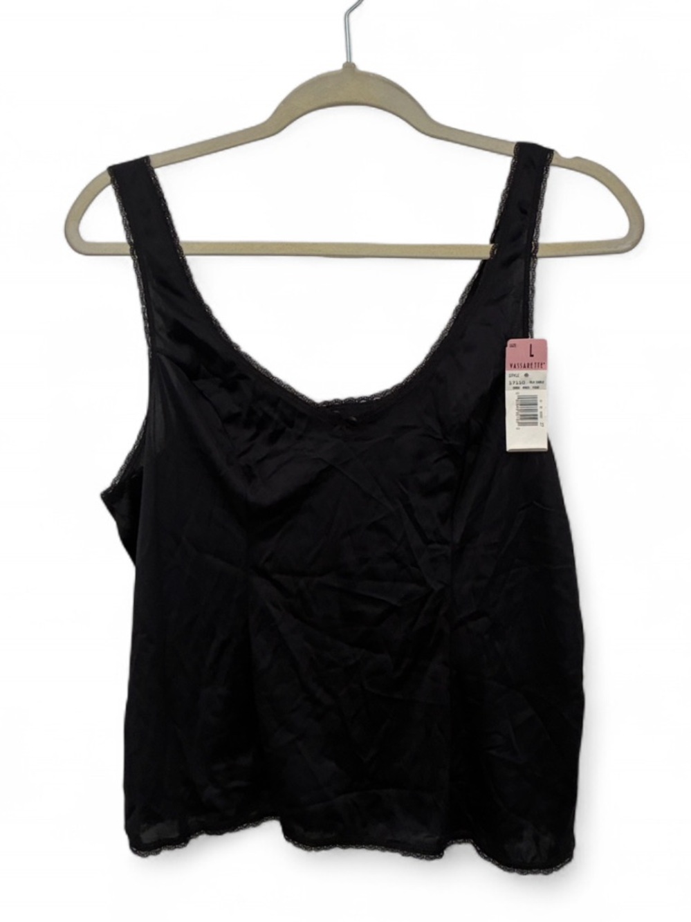 NWT Y2K Vassarette Black Lace-Trim Camo Slip Tank Top